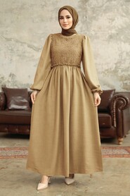  Biscuit Long Dress for Muslim Ladies 5857BS - NEVA STYLE