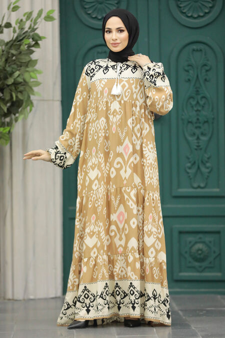  Biscuit Modest Dress 50004BS - NEVA STYLE