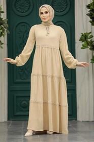  Biscuit Modest Dress 5842BS - 3