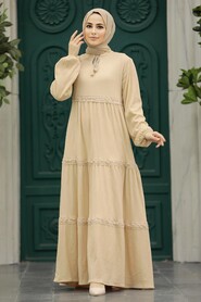  Biscuit Modest Dress 5842BS - 2