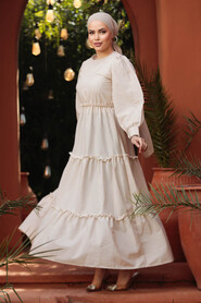 Neva Style - Biscuit Modest Maxi Dress 30252BS - 1