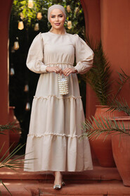 Neva Style - Biscuit Modest Maxi Dress 30252BS - 2