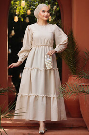 Neva Style - Biscuit Modest Maxi Dress 30252BS - 3