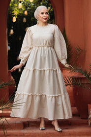 Neva Style - Biscuit Modest Maxi Dress 30252BS - 4