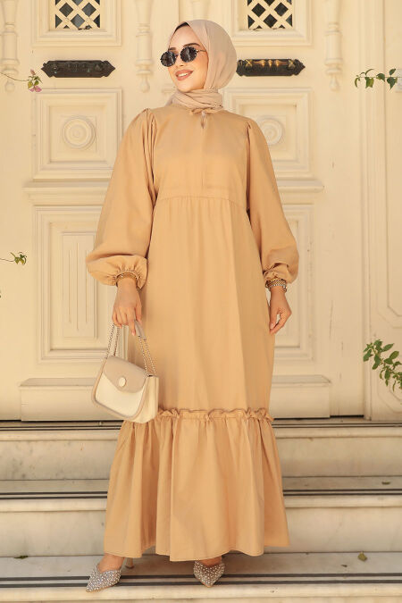  Biscuit Muslim Dress 57341BS - NEVA STYLE