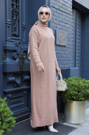  Biscuit Muslim Long Knitwear Dress Style 34150BS - 1