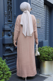  Biscuit Muslim Long Knitwear Dress Style 34150BS - 4