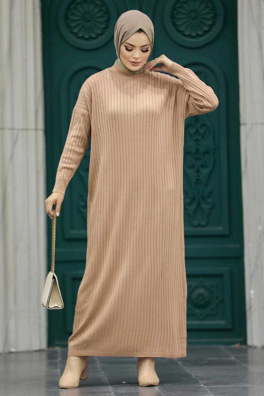 Neva Style - Biscuit Women Knitwear Dress 34310BS