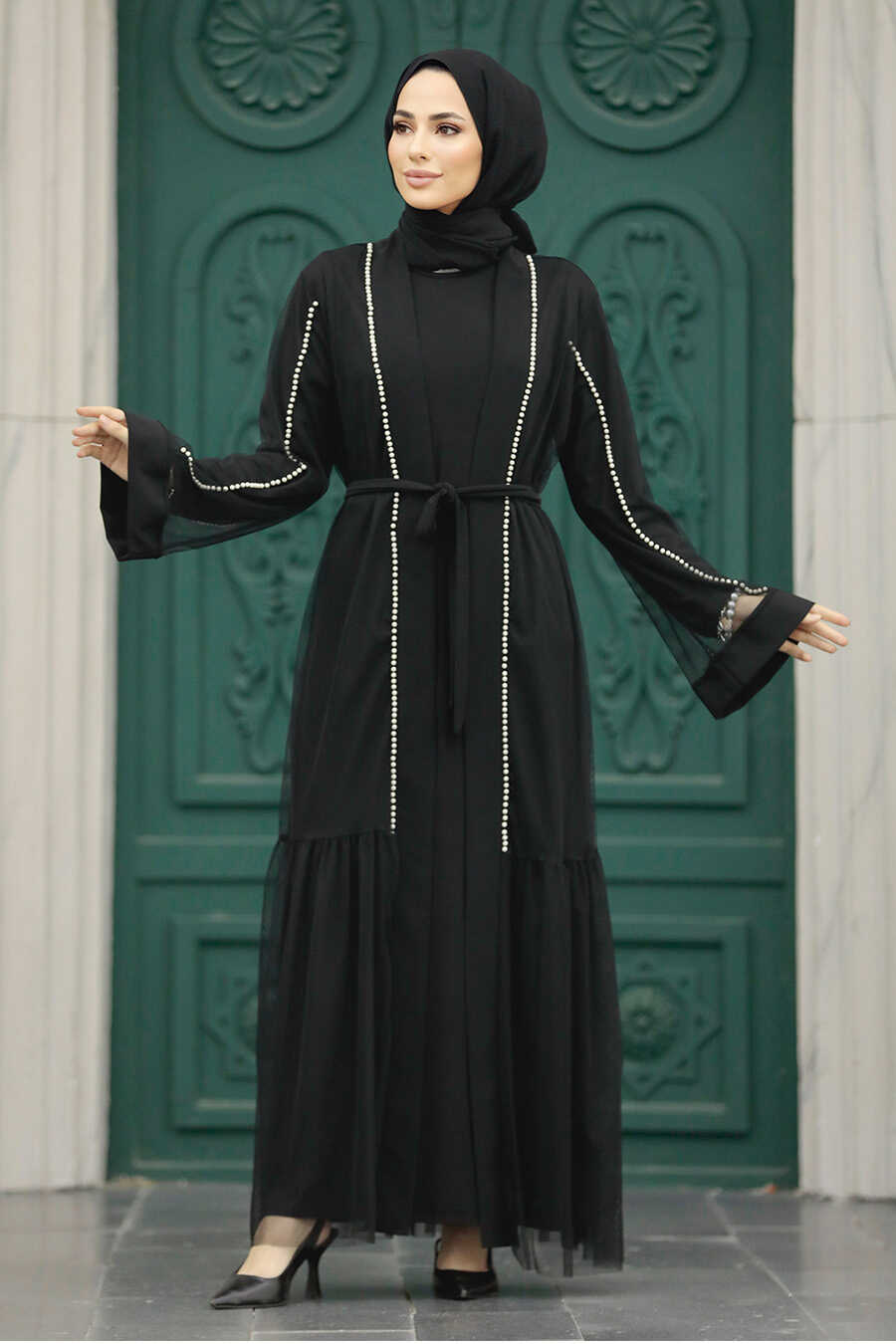  Black Abaya Hijab Double Suit 30101S