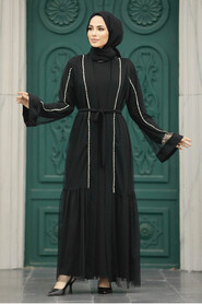  Black Abaya Hijab Double Suit 30101S - Thumbnail