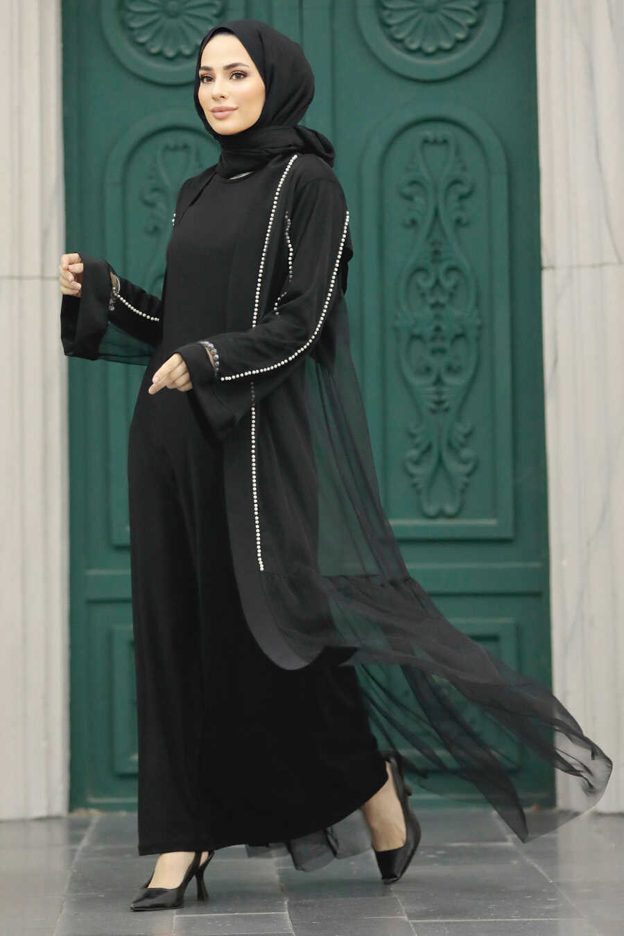  Black Abaya Hijab Double Suit 30101S
