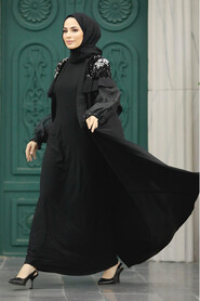  Black Abaya Islamic Clothing Double Suit 31311S - 2