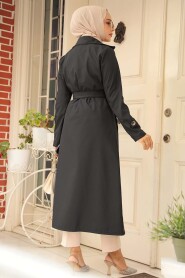  Black High Quality Trench Coat 6103S - 4