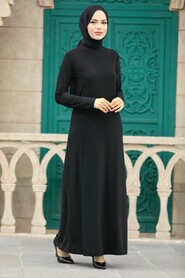  Black Hijab Turkish Dress 380300S - 1