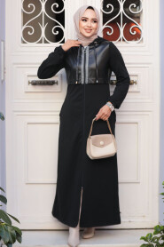  Black Hijab Coat 13621S - 2