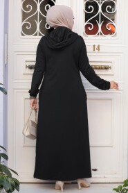  Black Hijab Coat 13621S - 3