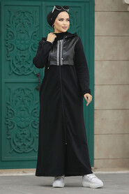  Black Hijab Coat 13621S - 1