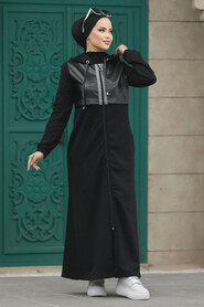  Black Hijab Coat 13621S - 2