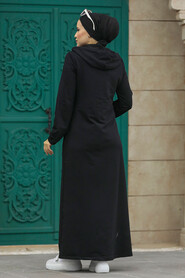  Black Hijab Coat 13621S - 3