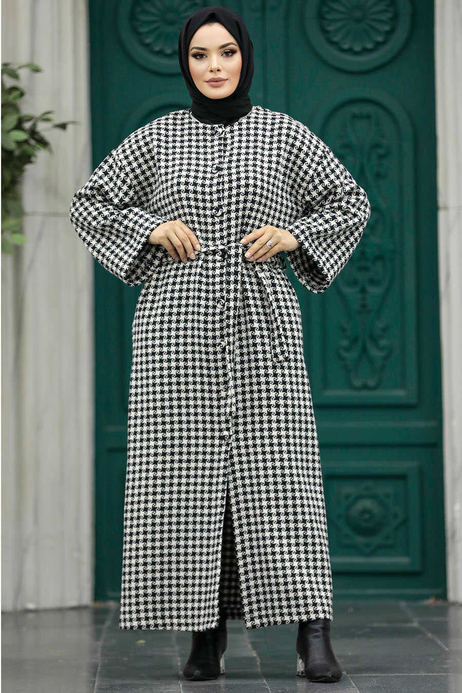 Neva Style - Black Hijab Coat 5943S