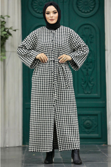  Black Hijab Coat 5943S - NEVA STYLE