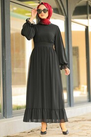  Black Hijab Daily Dress 1161S - 1