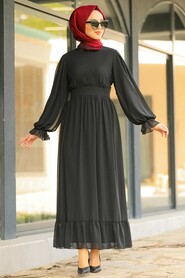  Black Hijab Daily Dress 1161S - 2