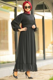  Black Hijab Daily Dress 1161S - 3