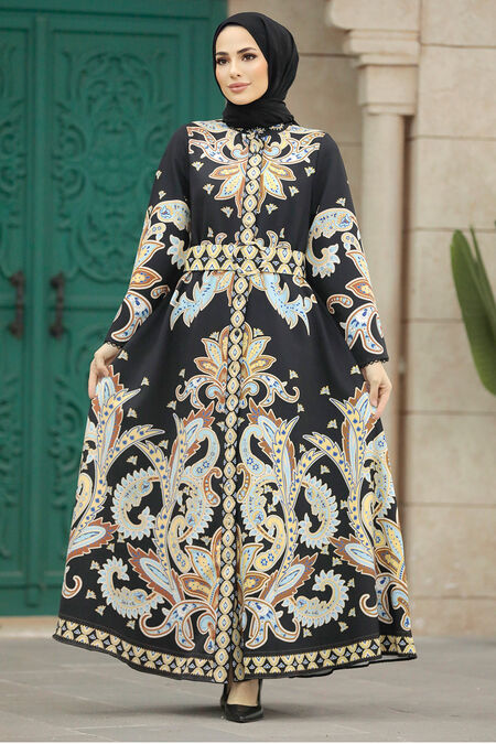  Black Hijab Dress 22342S - NEVA STYLE