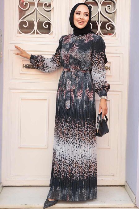 Neva Style - Black Hijab Dress 3878S - NEVA STYLE