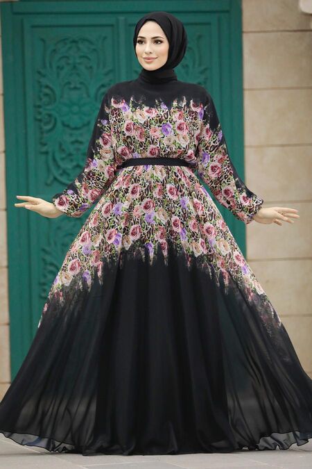  Black Hijab Dress 39822S - NEVA STYLE