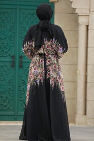  Black Hijab Dress 39822S - 3