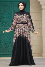  Black Hijab Dress 39822S - 2