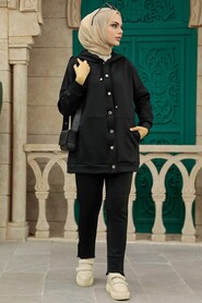  Black Hijab Dual Suit 22186S - 1