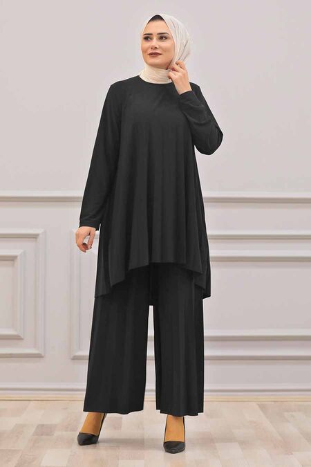  Black Hijab Dual Suit Dress 50054S - NEVA STYLE