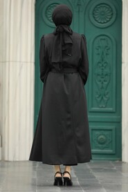  Black Hijab For Women Coat 5885S - 3