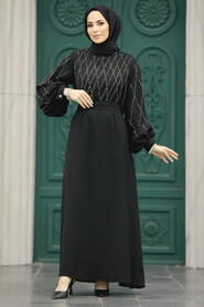  Black Muslim Long Sleeve Dress 20412S - 2