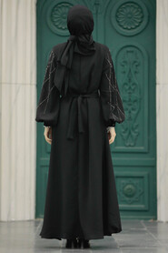  Black Muslim Long Sleeve Dress 20412S - 3