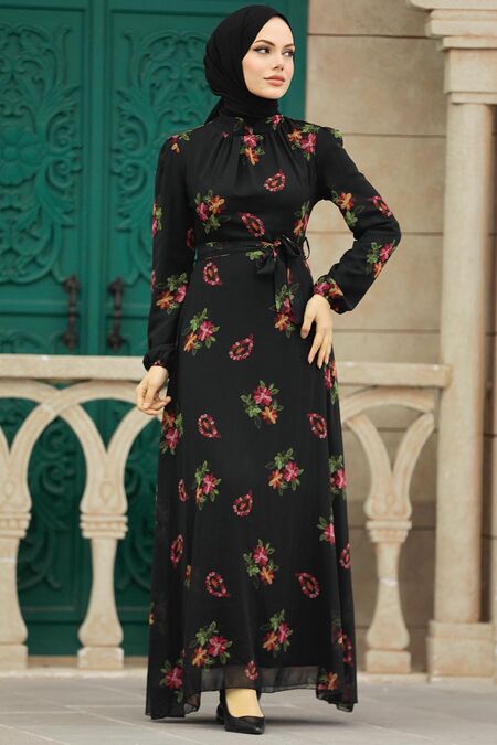  Black Hijab For Women Dress 27943S - NEVA STYLE