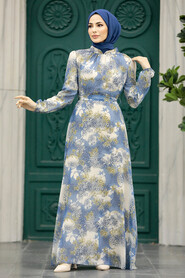  İndigo Blue Hijab For Women Dress 27944IM - 2