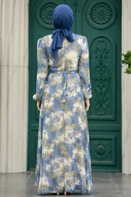  İndigo Blue Hijab For Women Dress 27944IM - 3