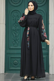  Black Hijab For Women Dress 8889S - 2