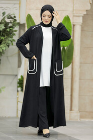  Black Hijab For Women Kimono Triple Suit 80101S - 1