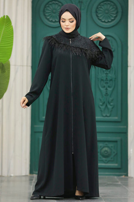  Black Hijab For Women Turkish Abaya 10103S - NEVA STYLE