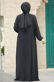  Black Modest Turkish Abaya 10556S - 3