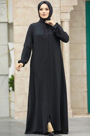  Black Modest Turkish Abaya 10556S - 1