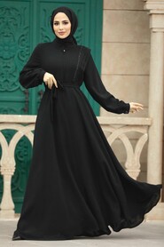  Black Hijab For Women Turkish Abaya 35163S - 1