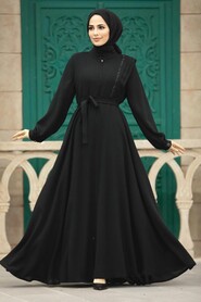  Black Hijab For Women Turkish Abaya 35163S - 2