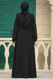 Black Hijab For Women Turkish Abaya 35163S - 3