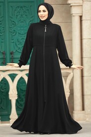  Black Hijab For Women Turkish Abaya 62212S - 1